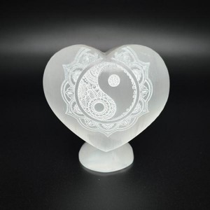 Szelenit szív álló yin yang 6-7cm, Kellékek & szerszámok, Ásvány alapanyag, Ásvány figura, , MESKA