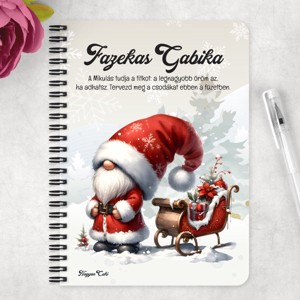 Személyre szabható - Karácsonyi manó és a szánkó mintás A6-os füzet - otthon & életmód - papír, írószer - jegyzetfüzet & napló - Meska.hu
