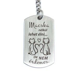 Macska nélkül lehet élni acél medálos kulcstartó - táska & tok - kulcstartó & táskadísz - kulcstartó - Meska.hu