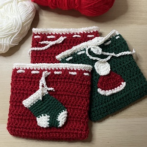 Horgolt Mikulás zsák, Karácsony, Mikulás, Mikulás zsák, Horgolás, MESKA