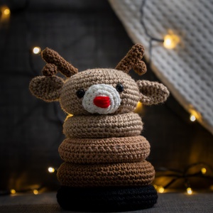 Horgolt szarvas torony, Játék & Sport, Készségfejlesztő és Logikai játék, Toronyépítő- és egyensúlyozó játékok, Horgolás, MESKA