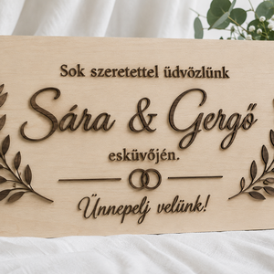 Esküvői üdvözlő tábla fából - Meska.hu
