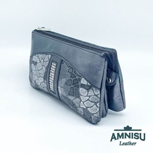 Sötét ezüst - szürke mintás egyenes kristály köves női pénztárca G8001 - táska & tok - pénztárca & más tok - pénztárca - női pénztárca - Meska.hu