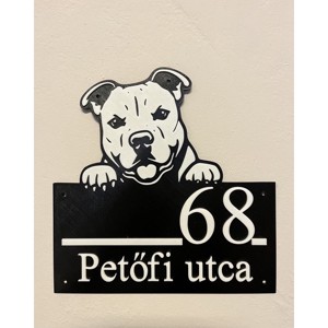 3D Nyomtatott Minimalista Pitbul Házszámtábla, Otthon & Életmód, Ház & Kert, Házszám, , MESKA