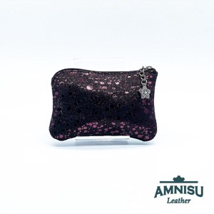 Metál lila pöttyös egy cipzáras kulcstartó A4027 -  - Meska.hu