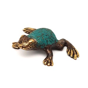 Réz figura béka antik 1,5x5cm, Otthon & Életmód, Dekoráció, Spiritualitás, , MESKA