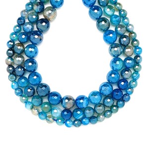 Achát hatszög faz. aura szin sáv kék golyó 8mm � ékszerkészítő alapanyag (füzér) - Meska.hu