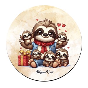 Cuki lajhár Apa és öt gyerek mintás pohár alátét, , , MESKA