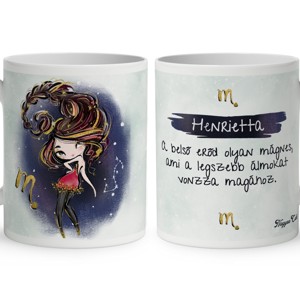 Személyre szabható - Barna hajú Csini Skorpió lány mintás bögre, Otthon & Életmód, Konyhafelszerelés, tálalás, Tálalás, Bögre & Csésze, , MESKA