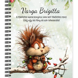 Személyre szabható - Cuki karácsonyi mókus és az égősor mintás A6-os füzet, Otthon & Életmód, Papír, írószer, Jegyzetfüzet & Napló, , MESKA