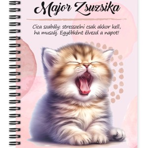 Személyre szabható - Ásító cuki cicus mintás A6-os füzet, Otthon & Életmód, Papír, írószer, Jegyzetfüzet & Napló, , MESKA