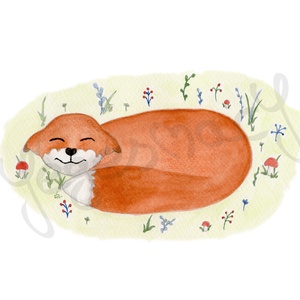 Boldog róka - akvarell festményemből készült nyomat - művészet - Meska.hu