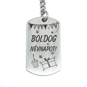 Boldog névnapot acél medálos kulcstartó, Táska & Tok, Kulcstartó & Táskadísz, Kulcstartó, , MESKA