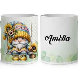 Névvel kérhető - Szép szemű hintázó napraforgós manó mintás bögre, Otthon & Életmód, Konyhafelszerelés, tálalás, Tálalás, Bögre & Csésze, , MESKA