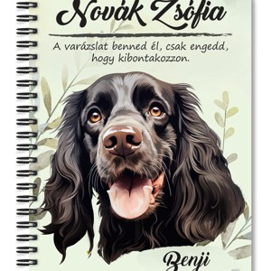 Személyre szabható - Fekete angol cocker spániel portré mintás A5-ös füzet, Otthon & Életmód, Papír, írószer, Jegyzetfüzet & Napló, , MESKA