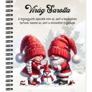 Személyre szabható - Építsünk hóembert, karácsonyi manók mintás A5-ös füzet, Otthon & Életmód, Papír, írószer, Jegyzetfüzet & Napló, , MESKA