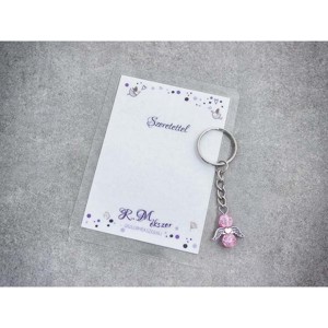 Szeretettel rózsaszín angyal medálos kulcstartó - táska & tok - kulcstartó & táskadísz - kulcstartó - Meska.hu