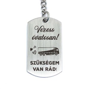 Vezess óvatosan kamiont acél medálos kulcstartó, Táska & Tok, Kulcstartó & Táskadísz, Kulcstartó, , MESKA