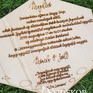 Esküvői meghívó fából - hatszög forma - esküvő - meghívó & kártya - meghívó - Meska.hu
