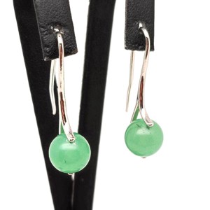Fülbevaló golyó zöld aventurin ívelt lógós 10mm, Ékszer, Fülbevaló, Lógó fülbevaló, , MESKA