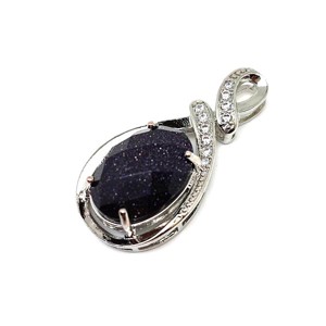 Ovális medál fém str faz Goldstone kék 2x4cm, Ékszer, Nyaklánc, Medál, , MESKA