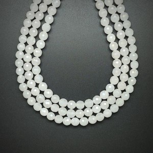 Achát fazettált aura fehér golyó 7-8mm  ékszerkészítő alapanyag (füzér), Kellékek & szerszámok, Ásvány alapanyag, Ásványfüzér, , MESKA