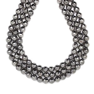 Aura kvarc fazettált háromszög ezüst golyó 6mm  ékszerkészítő alapanyag (füzér), Kellékek & szerszámok, Ásvány alapanyag, Ásványfüzér, , MESKA