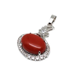 Ovális medál fém str Jáspis vörös 2,5x3cm, Ékszer, Nyaklánc, Medál, , MESKA