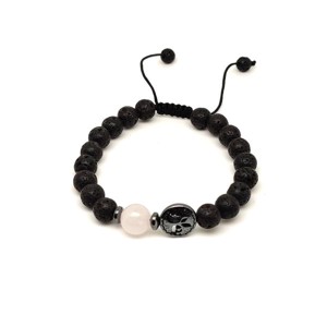 Bazalt életfa karkötő Rózsakvarc gyönggyel 8 mm, Ékszer, Karkötő, Ásványkarkötő, , MESKA