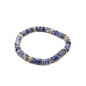 Szodalit spot korong karkötő köztessel 6x2mm, Ékszer, Karkötő, Ásványkarkötő, , MESKA