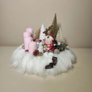 Adventi szőrmés asztali dísz - karácsony - karácsonyi lakásdekoráció - karácsonyi lakásdíszek - Meska.hu