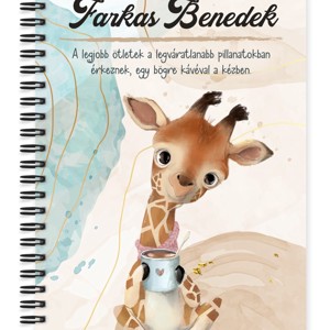 Személyre szabható - Cuki Kávézós zsiráf mintás A5-ös füzet, Otthon & Életmód, Papír, írószer, Jegyzetfüzet & Napló, , MESKA
