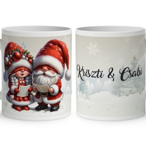 Névvel kérhető - Éneklő karácsonyi manók mintás bögre, Otthon & Életmód, Konyhafelszerelés, tálalás, Tálalás, Bögre & Csésze, , MESKA