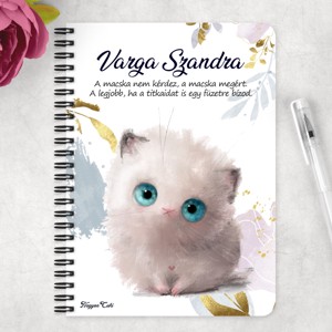 Személyre szabható - Hógolyó - Cuki cicus mintás A5-ös füzet - otthon & életmód - papír, írószer - jegyzetfüzet & napló - Meska.hu