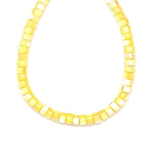 Kagyló szinezett citrom sárga korong 4-5x3,5mm  ékszerkészítő alapanyag (füzér), Kellékek & szerszámok, Ásvány alapanyag, Ásványfüzér, , MESKA