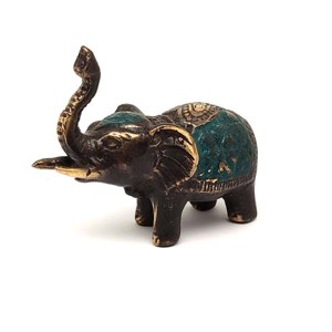 Réz figura elefánt álló óarany kék 5x6cm, Otthon & Életmód, Dekoráció, Spiritualitás, , MESKA