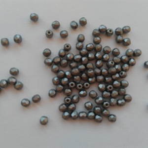 Cseh csiszolt üveggyöngy - 3mm - 100 db / csomag - szürke, Kellékek & szerszámok, Gyöngyfűzés kellékek, Üveggyöngy, Ékszerkészítés, MESKA