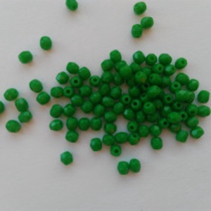 Cseh csiszolt üveggyöngy - 3mm - 100 db / csomag - zöld, Kellékek & szerszámok, Gyöngyfűzés kellékek, Üveggyöngy, Ékszerkészítés, MESKA