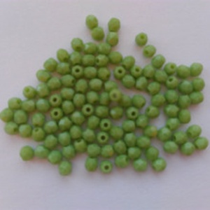 Cseh csiszolt üveggyöngy - 3mm - 100 db / csomag - zöld, Kellékek & szerszámok, Gyöngyfűzés kellékek, Üveggyöngy, Ékszerkészítés, MESKA