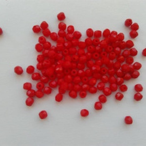 Cseh csiszolt üveggyöngy - 3mm - 100 db / csomag - piros, Kellékek & szerszámok, Gyöngyfűzés kellékek, Üveggyöngy, Ékszerkészítés, MESKA