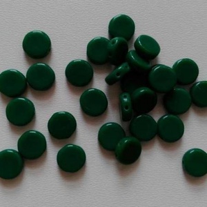 Cseh üveggyöngy - kétlyukú - 8x3mm - 25 db / csomag - sötétzöld, Kellékek & szerszámok, Gyöngyfűzés kellékek, Üveggyöngy, , MESKA