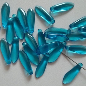 Cseh üveggyöngy szirom - 16 x 5,5 mm - 30 db / csomag - kék, Kellékek & szerszámok, Gyöngyfűzés kellékek, Üveggyöngy, , MESKA