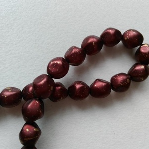 Cseh üveggyöngy - barna arany színű mintával - 10x8mm - 12 db / csomag, Kellékek & szerszámok, Gyöngyfűzés kellékek, Üveggyöngy, , MESKA