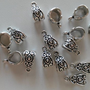 Fém medáltartó - 13x7mm - 10 db / csomag - antik ezüst szín, Kellékek & szerszámok, Gyöngyfűzés kellékek, Egyéb alkatrész, , MESKA