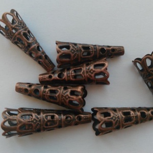Hosszú végzáró, gyöngykupak - 23x9mm - 20 db / csomag - vörösréz szín, Kellékek & szerszámok, Gyöngyfűzés kellékek, Gyöngykupak, , MESKA
