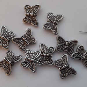 Akril köztes - 11x15mm - pillangó - 10 db / csomag - antik ezüst szín, Kellékek & szerszámok, Gyöngyfűzés kellékek, Műanyag gyöngy, , MESKA
