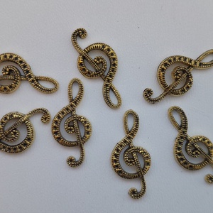 Fém medál - 22x10mm - hangjegy - 10 db / csomag - antik arany szín, Kellékek & szerszámok, Ékszerkellék, Medál csomag, , MESKA