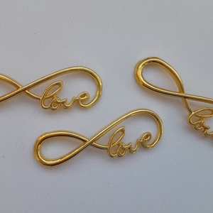 Fém köztes (íves) - 39x13mm - love, végtelen jel - 5 db / csomag - arany szín, Kellékek & szerszámok, Gyöngyfűzés kellékek, Fém köztesek, , MESKA