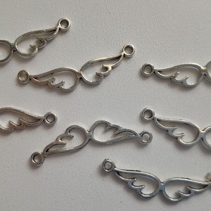 Fém medál, összekötő - 8x31mm - angyalszárny - 10 db / csomag - antik ezüst szín, Kellékek & szerszámok, Ékszerkellék, Medál csomag, , MESKA