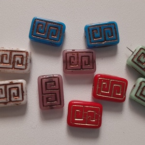 Cseh üveggyöngy - 12x9mm (4mm vastag) - fotózott 10 db / csomag, Kellékek & szerszámok, Gyöngyfűzés kellékek, Üveggyöngy, , MESKA